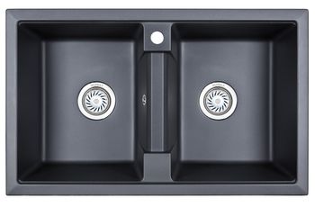 Granula-8101, ШВАРЦ (чёрный металлик), кухонная мойка, кварц — фото 1, Кухонные мойки