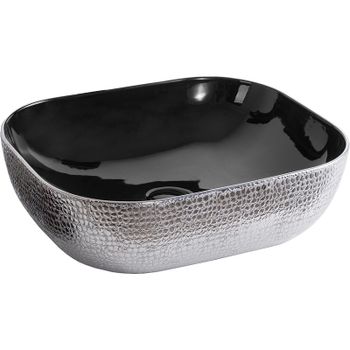 Раковина-чаша CeramaLux 50 D1302H020 Серебро Черная — фото 1, Раковины накладные