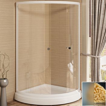 Душевой уголок Radomir 90x90 1-03-1-0-0-0011 с поддоном профиль Белый стекло матовое — фото 1, Душевые уголки четверть круга