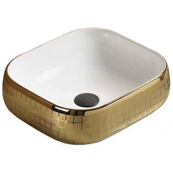 Раковина CeramaLux 45 C1068 Золотая — фото 1, Раковины накладные