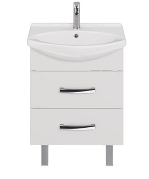 Тумба ALDA, 65 см , подвесная/напольная, 2 ящика. белый глянец, под ум. Лагуна 65 — фото 2, Тумбы под раковину