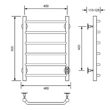 Электрический полотенцесушитель Comfysan Scola EC-6 60x40 016845 Черный матовый — фото 2, Электрические полотенцесушители