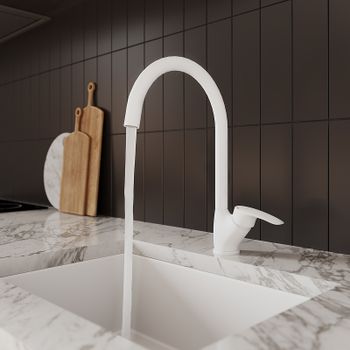 Смеситель для кухни Milardo Rora RORWT0JM05 Белый матовый — фото 6, Смесители для кухни