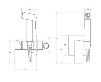 Гигиенический душ со смесителем CEZARES SLIDER-DIF-01 — фото 3, Гигиенические души