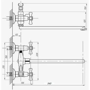 Смеситель для ванны D-Lin D147807-F универсальный Хром — фото 2, Смеситель для ванны