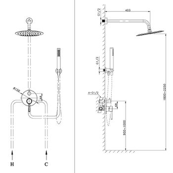 Душевая система Raiber Graceful RPG-005 Золото матовое — фото 8, Встраиваемые душевые комплекты