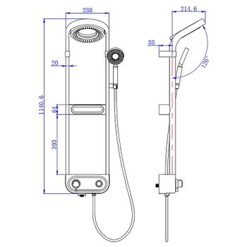 Душевая система AQUAme AQM8004B с термостатом Черная матовая — фото 2, Душевые стойки