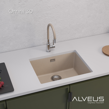 Мойка для кухни ALVEUS OMNI 30 GRANITAL TERRA-G22 550x450x198 с сифоном 1145083 — фото 4, Кухонные мойки