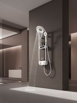 Душевая система AQUAme AQM8004W с термостатом Белая матовая — фото 6, Душевые стойки