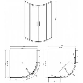Душевой уголок Azario Ostin AZ-121 S А 100*100*195 профиль Хром стекло прозрачное — фото 2, Душевые уголки четверть круга