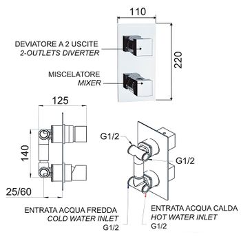Смеситель для душа Remer SQ3 S923 Хром — фото 2, Смеситель для душа
