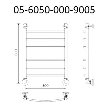 Водяной полотенцесушитель Маргроид Вид 5 600x500 05-6050-000-9005 Черный матовый — фото 2, Водяные полотенцесушители