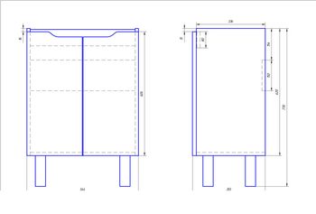 Тумба MINI, 60 см, подвесная/напольная, 2 дверцы, белый глянец — фото 3, Тумбы под раковину