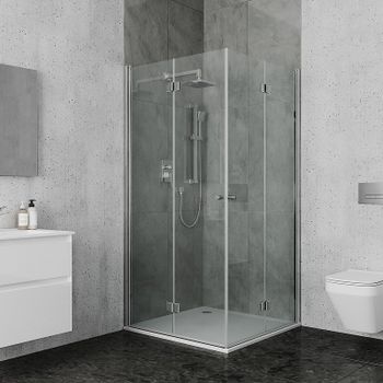 Душевой уголок Ambassador Diamond 100х100 12011110 профиль Хром стекло прозрачное — фото 6, Квадратные душевые уголки