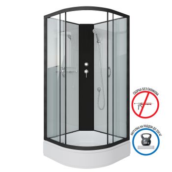 Душевая кабина Niagara Classic NG-6702-14BK (100х100х200) средний поддон(26см),черный,стекло прозрач — фото 2, Душевые кабины