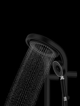 Душевая система AQUAme AQM8004B с термостатом Черная матовая — фото 3, Душевые стойки