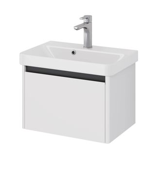 Тумба Luxury, 55 см, подвесная, 1 ящик, белый матовый — фото 1, Тумбы под раковину