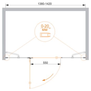 Душевая дверь CEZARES BERGAMO-W-B-13-40+60/40-C-Cr-L — фото 2, Душевые двери в нишу