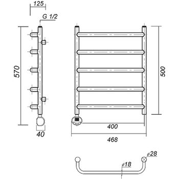 Электрический полотенцесушитель Domoterm Стефано П5 400x500 АБР EL Античная бронза — фото 2, Электрические полотенцесушители
