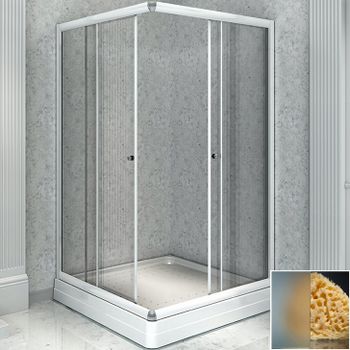 Душевой уголок Radomir 100x90 R 1-03-1-2-0-1211 с поддоном профиль Белый стекло матовое — фото 1, Прямоугольные душевые уголки