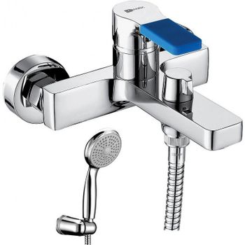 Смеситель для ванны Lemark Aura LM0614C Хром Синий — фото 1, Смеситель для ванны
