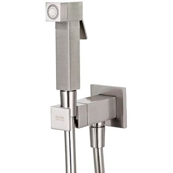 Гигиенический душ со смесителем Remer Qubica Q64NP Никель брашированный — фото 1, Гигиенические души