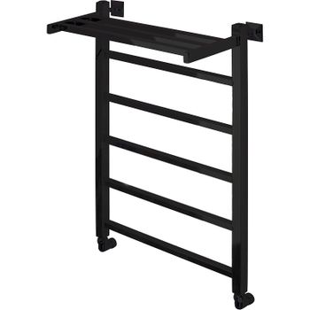 Водяной полотенцесушитель Comfysan Marte-K W-6 80x50 012663 с полкой Черный матовый — фото 1, Водяные полотенцесушители