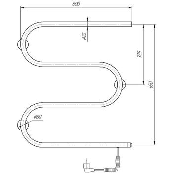 Электрический полотенцесушитель Domoterm М-образный DMT 107-25 60x60 EK R Хром — фото 3, Электрические полотенцесушители