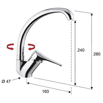Смеситель для кухни Remer Giga Four G424 Хром — фото 2, Смесители для кухни