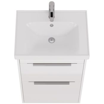 Тумба PRIME, 60 см, подвесная/напольная, 2 ящика, белый глянец — фото 10, Тумбы под раковину