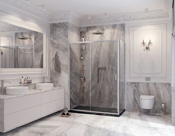 Душевой уголок Ambassador Forsa 110х90 17021117AX-90AX профиль Хром стекло прозрачное — фото 4, Прямоугольные душевые уголки