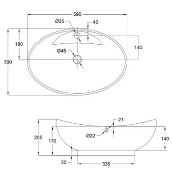 Раковина Bond 59 S15-590 Белая глянцевая — фото 6, Раковины накладные