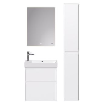 Тумба SLIM, 65 см, подвесная/напольная, 2 ящика, белый глянец — фото 11, Тумбы под раковину