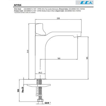 Смеситель для раковины E.C.A. Myra 102108983HEX Хром — фото 2, Смесители для раковины