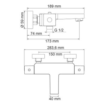 Alme 1511 Thermo Термостатический смеситель для ванны — фото 11, Смеситель для ванны