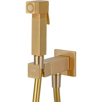 Гигиенический душ со смесителем Remer Qubica Q64BG Золото брашированное — фото 1, Гигиенические души