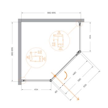 Душевой уголок CEZARES ECO-O-P-1-90-C-Cr — фото 3, Душевые уголки
