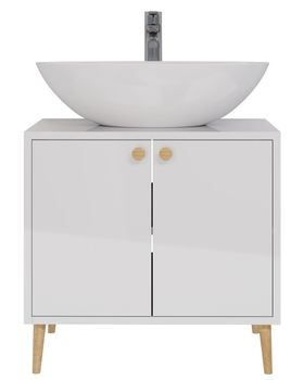 Тумба LUNO, 60см, напольная, 2дв., белый глянец, под ум. Триумф — фото 5, Тумбы под раковину