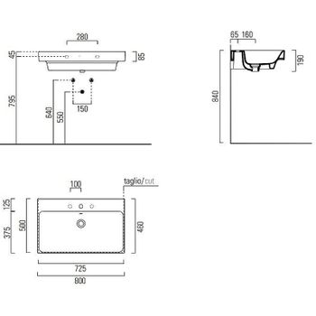 Раковина GSI Nubes 80 9622011 Белая — фото 4, Раковины подвесные