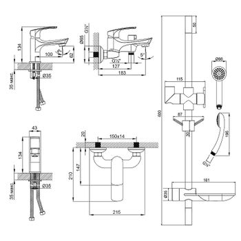 Комплект смесителей Lemark Plus Shape LM1780C Хром — фото 4, Готовые комплекты для ванной комнаты
