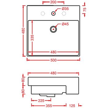 Раковина Artceram Quadro 50 QUL004 01 00 Белая — фото 4, Раковины встраиваемые сверху