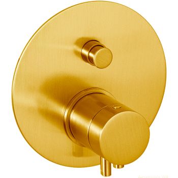 Смеситель для душа Remer Minimal Thermo NT09KBBG с термостатом Золото брашированное — фото 1, Смеситель для душа