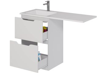 Тумба Bona, 60 см, напольная, 2 ящика, белый глянец — фото 6, Тумбы под раковину