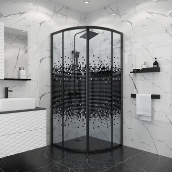 Душевое ограждение Niagara Eco NG-1007-14BLACK (90х90х190) четверть круга,раздвижное,черный,стекло м — фото 1, Душевые уголки четверть круга