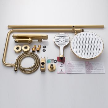 Душевая система Rose R39G R3936G Золото матовое — фото 19, Душевые стойки