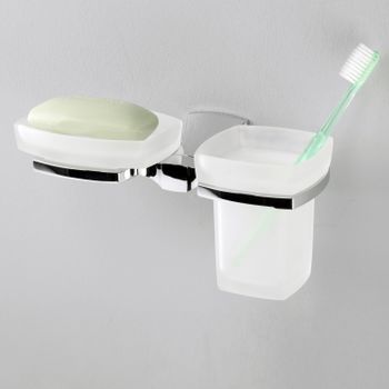 Wern K-2526 Держатель стакана и мыльницы — фото 2, Аксессуары для раковины