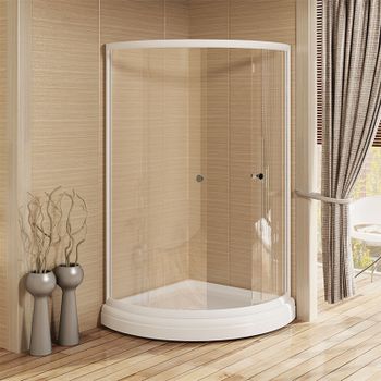 Душевой уголок Radomir 90x90 1-03-1-0-0-0010 с поддоном профиль Белый стекло прозрачное — фото 3, Душевые уголки четверть круга