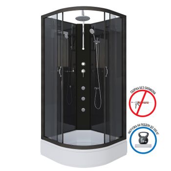 Душевая кабина Niagara Classic NG-6501-14BKTG (90х90х210) средний поддон(26см),черный,стекло тониров — фото 3, Душевые кабины