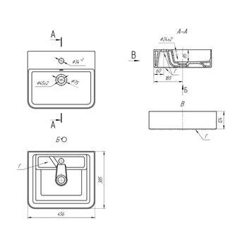 ДЖОЙ 3, накладной умывальник для установки на столешнице, керамический, пристенный, с полкой для сме — фото 5, Раковины накладные