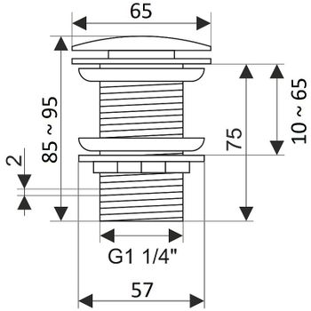 Товар: Донный клапан Creavit SF030.CGR click-clack Холодный серый матовый - фото 2 Донный клапан Creavit SF030.CGR click-clack Холодный серый матовый — фото 2, Донные клапаны